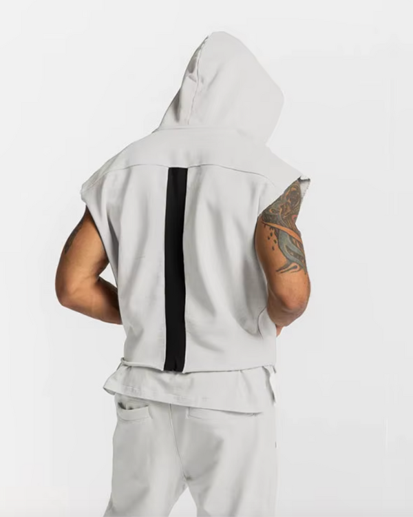 Grauer Herren Hoodie mit Muskel-Schnitt und Kapuze – Outdoor Wear