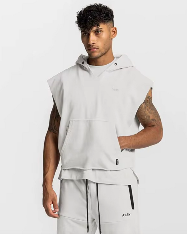 Herren Kapuzenpullover ärmellos in Grau – stylisch für Freizeit & Gym