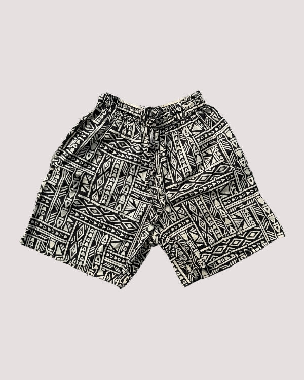 kurze Herren Baumwolle Hose mit geometrischem Muster und elastischem Bund 