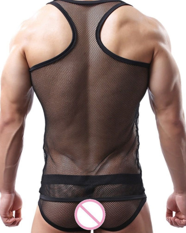 Mesh Herren Tank Top mit Mini Netz Effekt und Ärmellos 