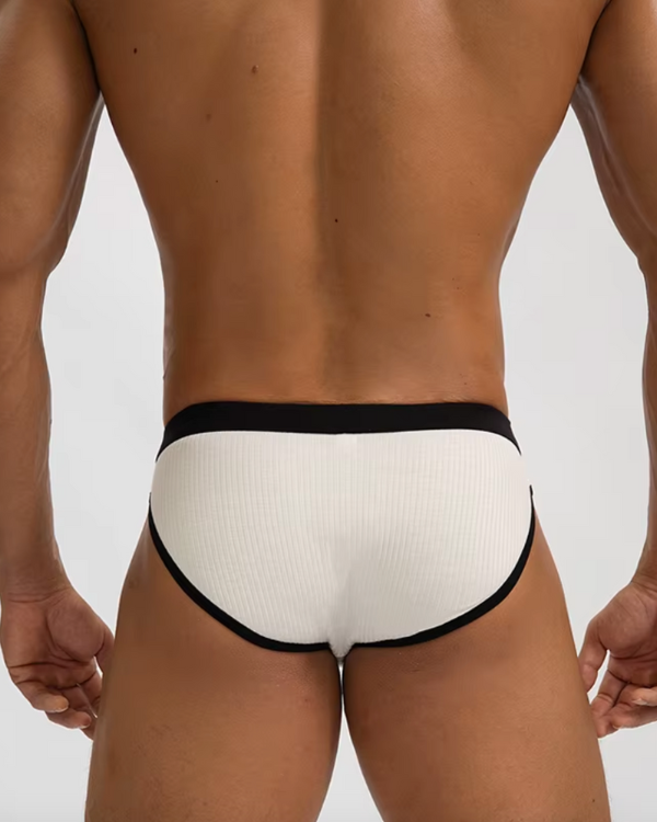 Minimalistischer Herren Slip aus Modal Rippstoff – Farbe Weiss