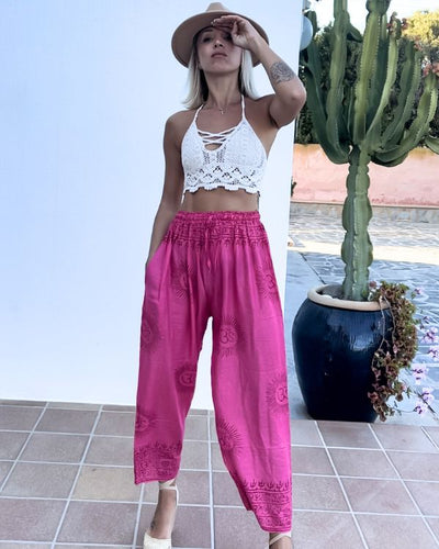 Sommerliche Hippie-Hose für besondere Anlässe - Boho Goa Hippie Hose in pink