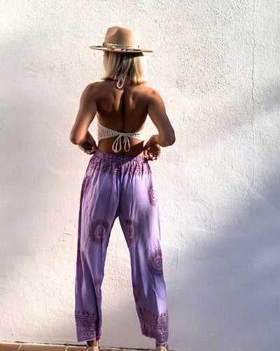 Boho Hippie Yoga Hose mit elastischem Bund und leichtem luftigem Schnitt 