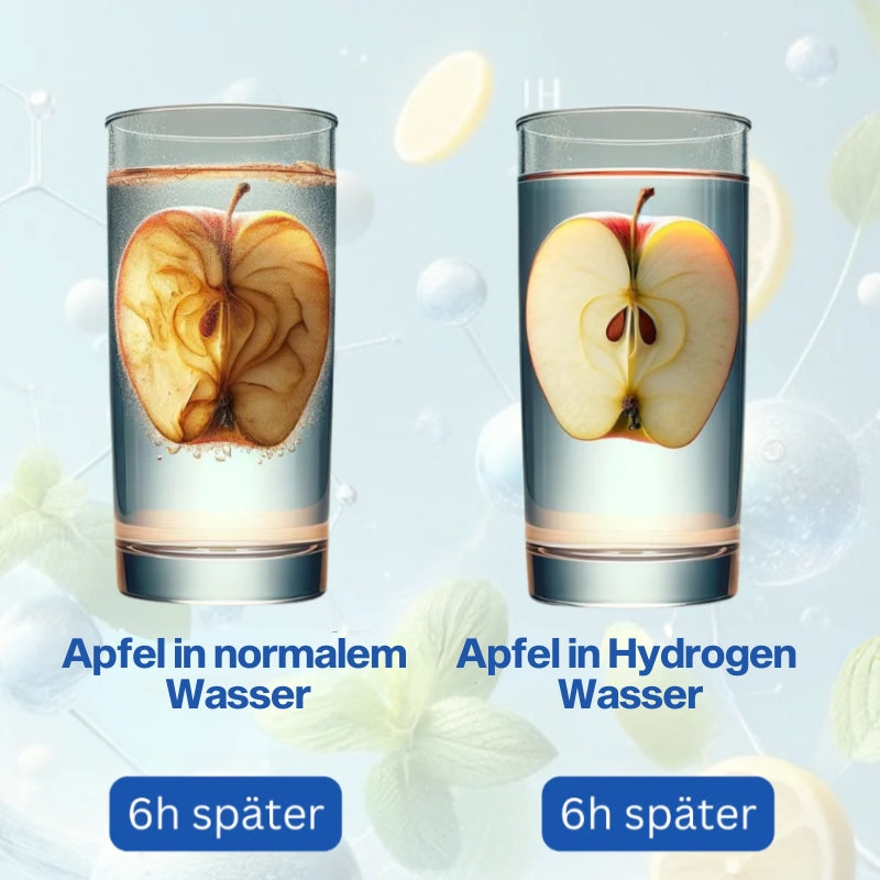 Was passiert mit einem Apfel in normalem Wasser und in Hydrogen Wasser 