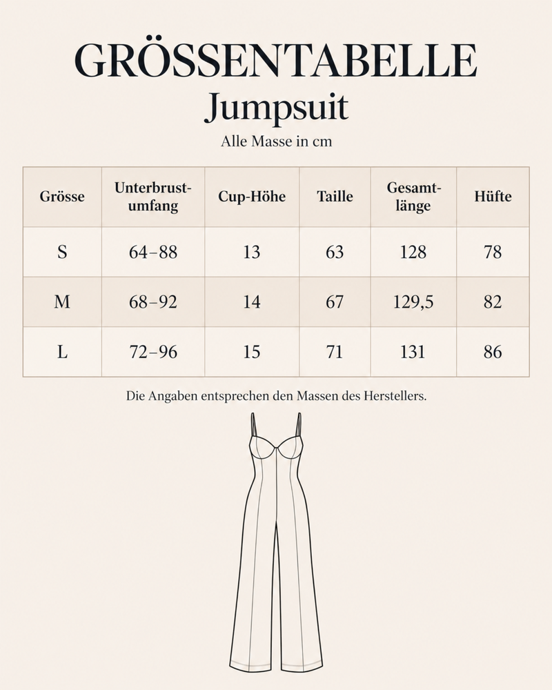 Groessentabelle Jumpsuit Einteiler 