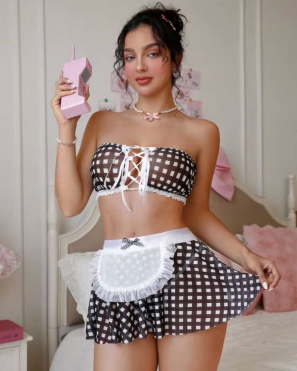 Maid Kostüm Dessous mit Schürze