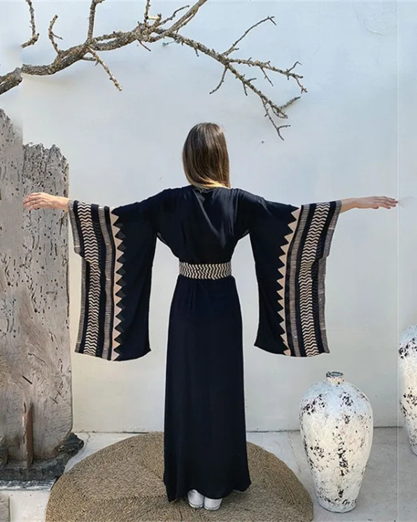 Strandkleid Kimono Style Damen - langer Boho Kimono in Bohochic Style
