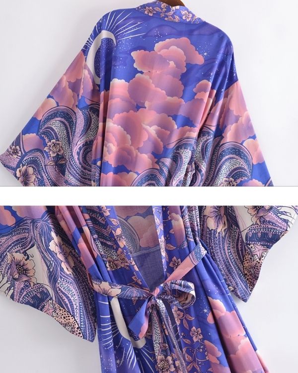 Vielseitiger Kimono für Festivals oder den Boho-Style in Blau-Violett