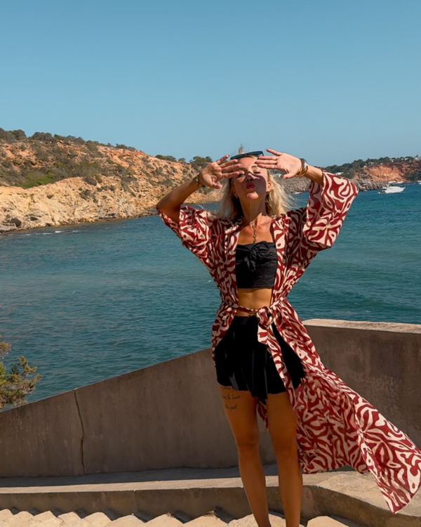 langer Sommer Boho Kimono mit Ethno Muster - Unisex Kimono 