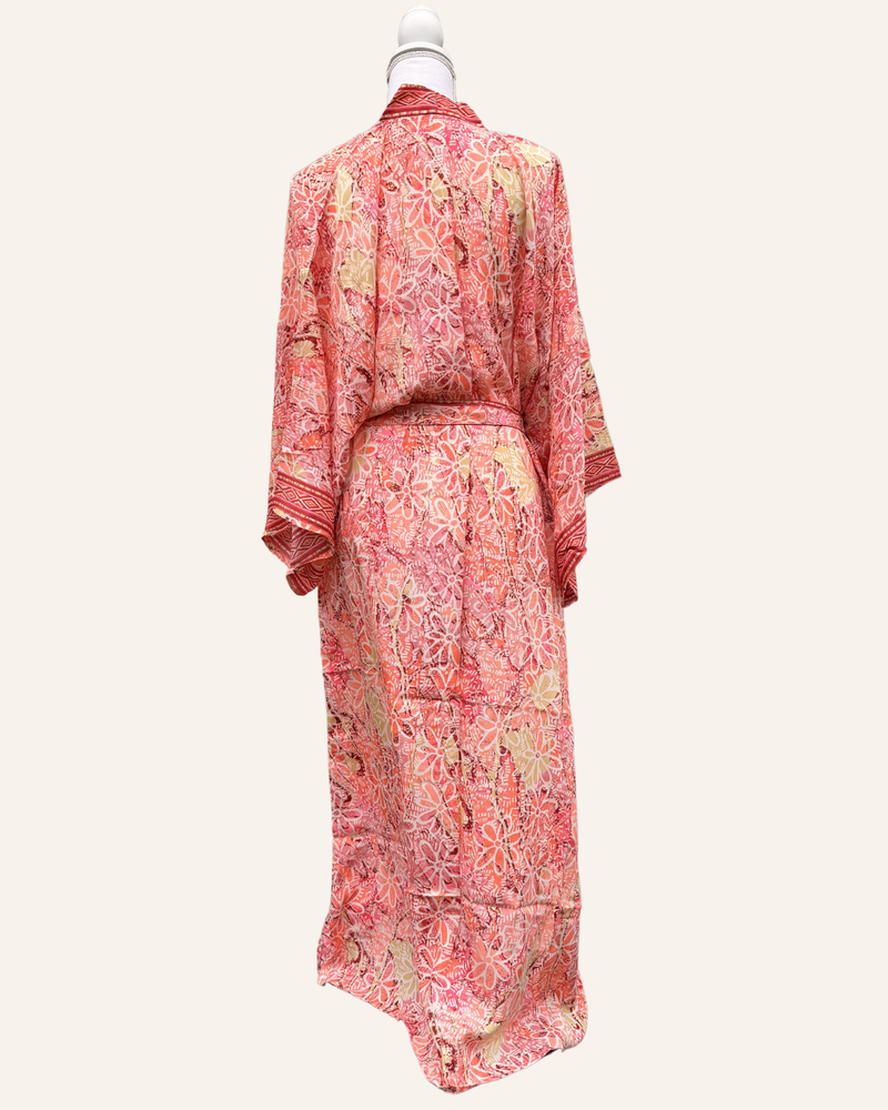 Floral Blumen Kimono lang in schönen Sommerfarben 