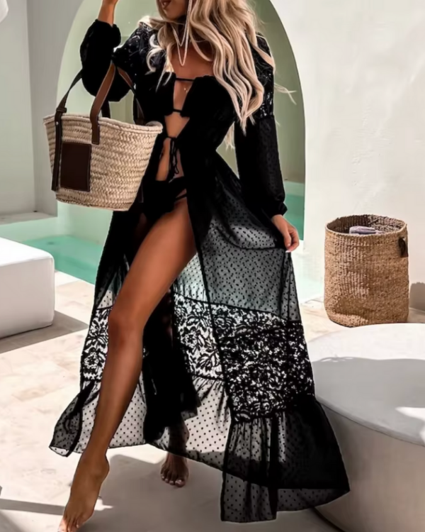 Sommer Kimono für Strand und Pool in elegantem schwarz