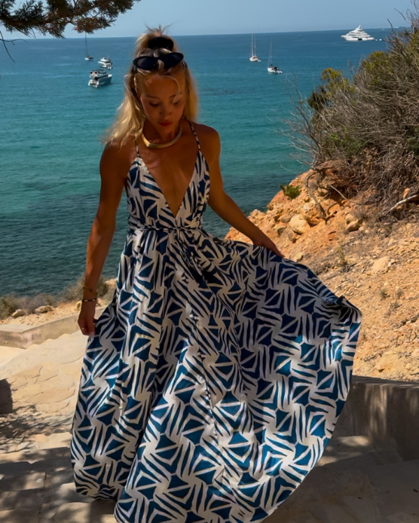 Luftiges, langes Damen Sommerkleid Strandkleid zum binden 