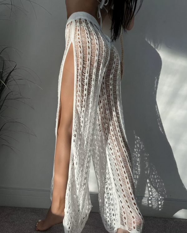 Crochet Style Hose für Strand - Schlitz auf der Seite - Aladin Boho Hose 