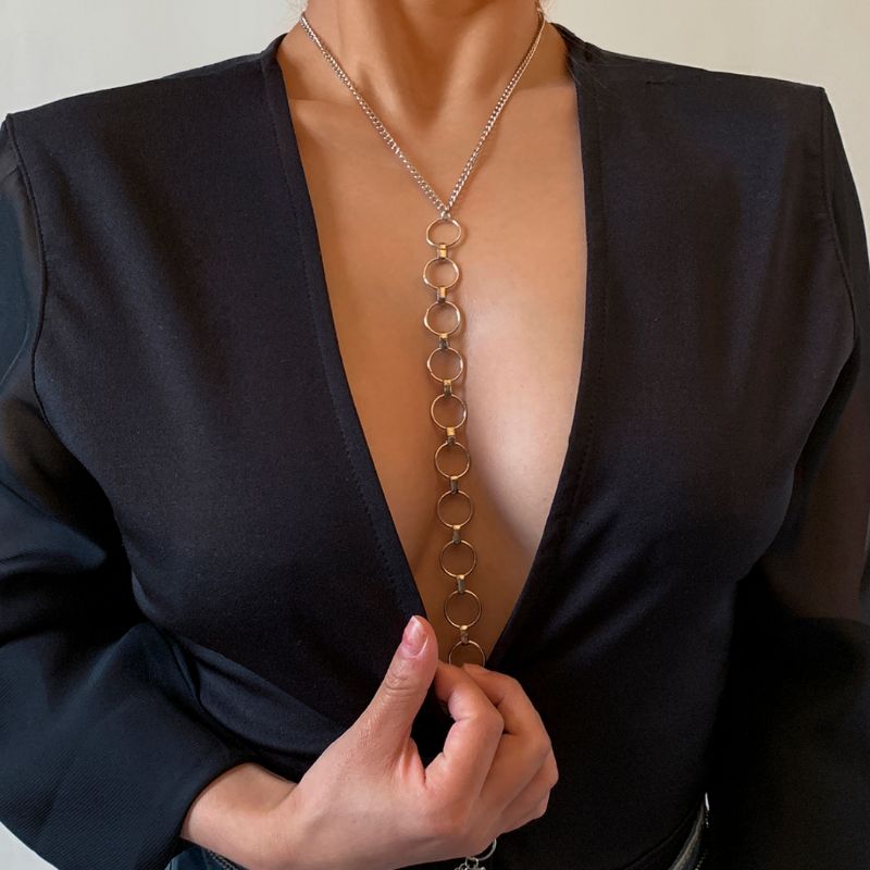 Körperschmuck Bauchkette mit Ringen in Gold - Damen Bauchkette mit Ringen