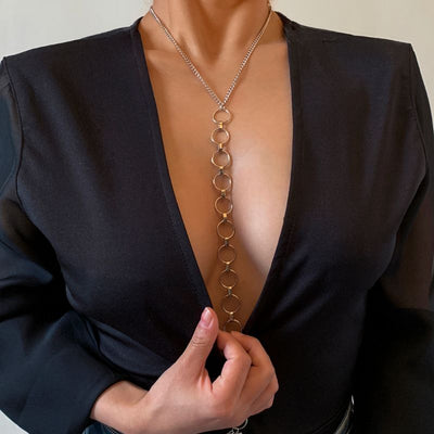 Körperschmuck Bauchkette mit Ringen in Gold - Damen Bauchkette mit Ringen