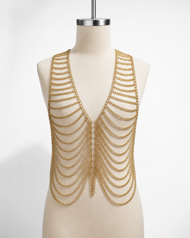 Goldener Körperschmuck Festival Look