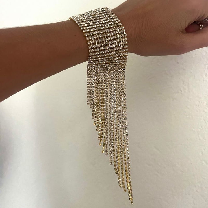 Goldenes Kristall Strasssteine Armband aus goldenen Glitzersteinen - Glamouröses Armband 