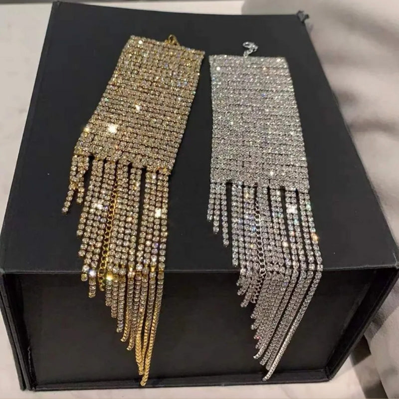 silbernes oder goldenes breites Kristall Glitzer Armband aus Strasssteinen 