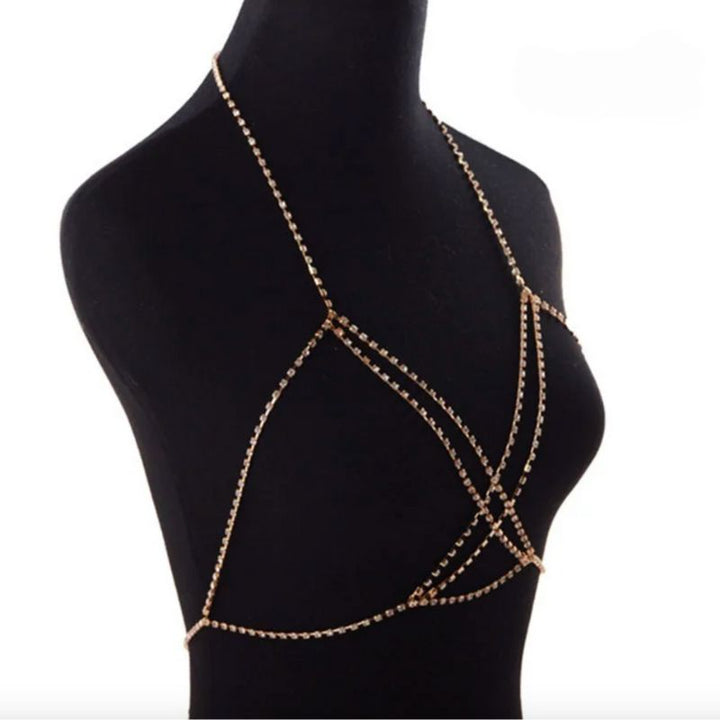 Goldene Strass-Körperkette, die Eleganz und Luxus ausstrahlt.