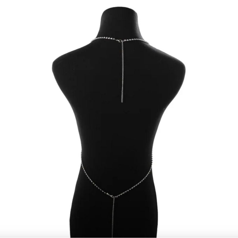 Elegante silberne Strass-Körperkette als Highlight für Partykleidung