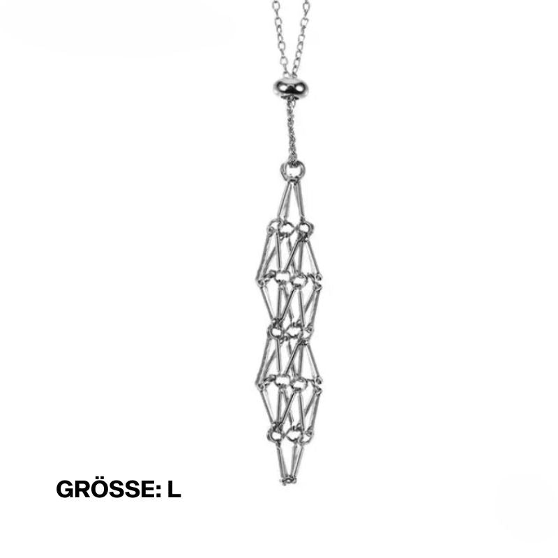 Kristallstein Kraftstein Halskette mit Halterung - Silberne Kette mit Netz für dein Stein 