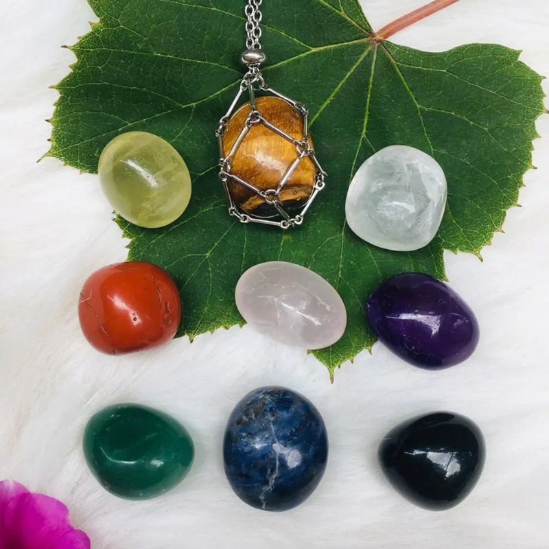 Spirituelle Edelstahl-Halskette  Edelstein Halter Kette für diverse Steine in unterschiedlichen Grössen