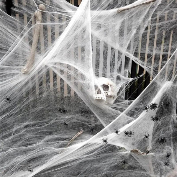 Produktbild von Halloween Deko - 200g Dehnbare Spinnenweben Mit 40 Stück Realistische