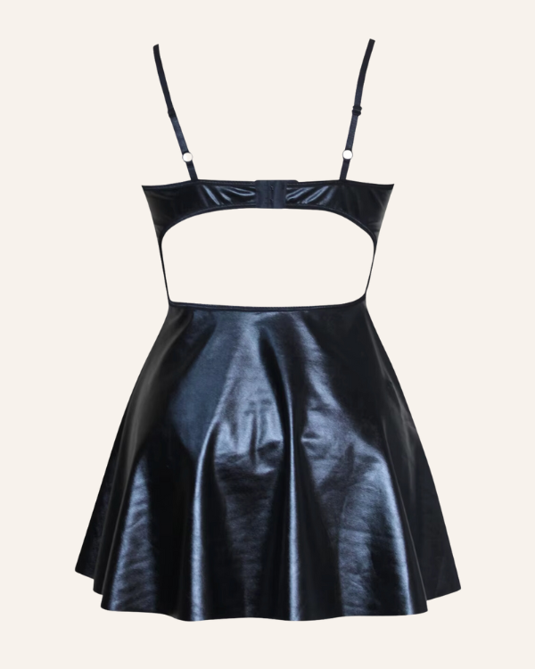Rückenfreies Babydoll sexy schwarzes Damen Kleid 