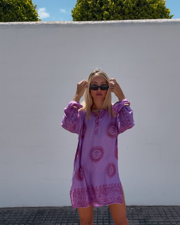 Yoga Kurta flieder mit langen Ärmeln