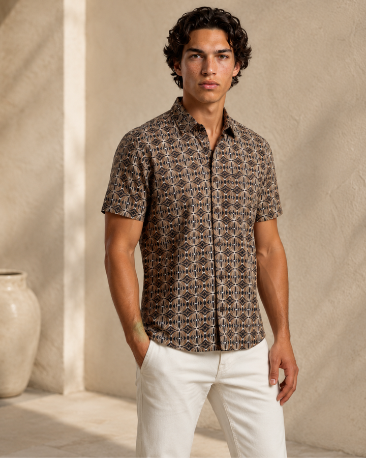 Boho Fashion Herren Kurzarmhemd
