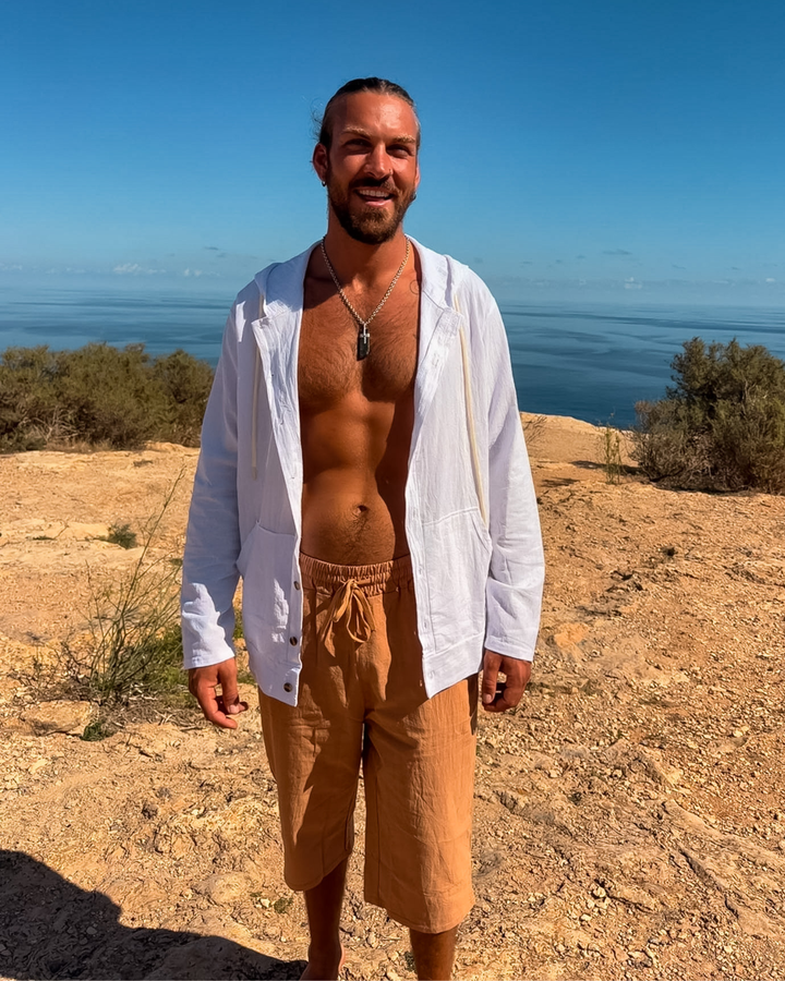 Porto Sol Herrenhose in Camel Braun mit farblich passendem Bindeband
