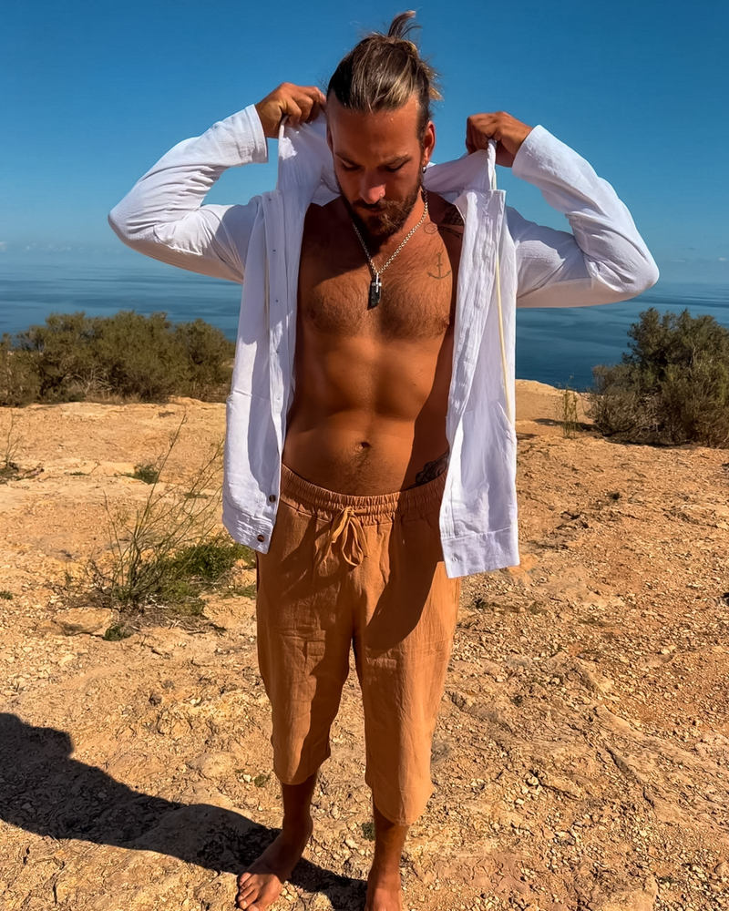 Camel Braune Herren-Shorts Porto Sol mit 3/4 Schnitt 
