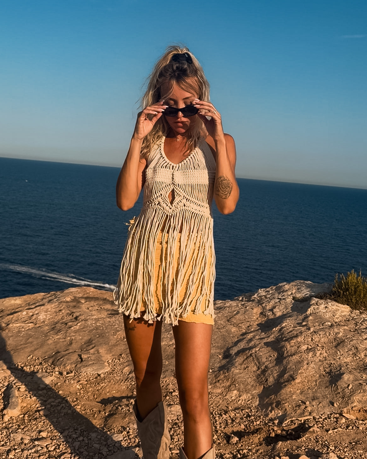 handgemachtes Boho Chic Makramee Top mit Fransen 