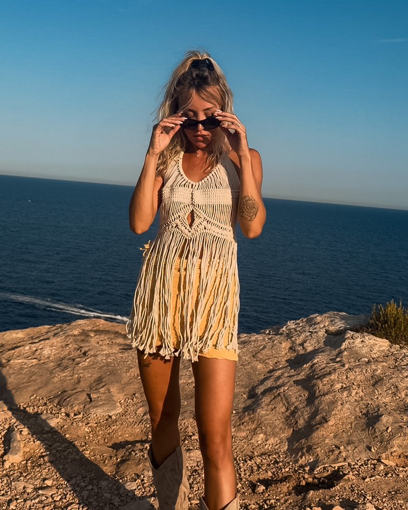 handgemachtes Boho Chic Makramee Top mit Fransen 