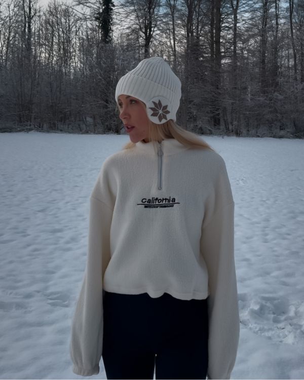 Kuscheliger und warmer Damen Fleece Pullover mit Kragen und Reissverschluss 