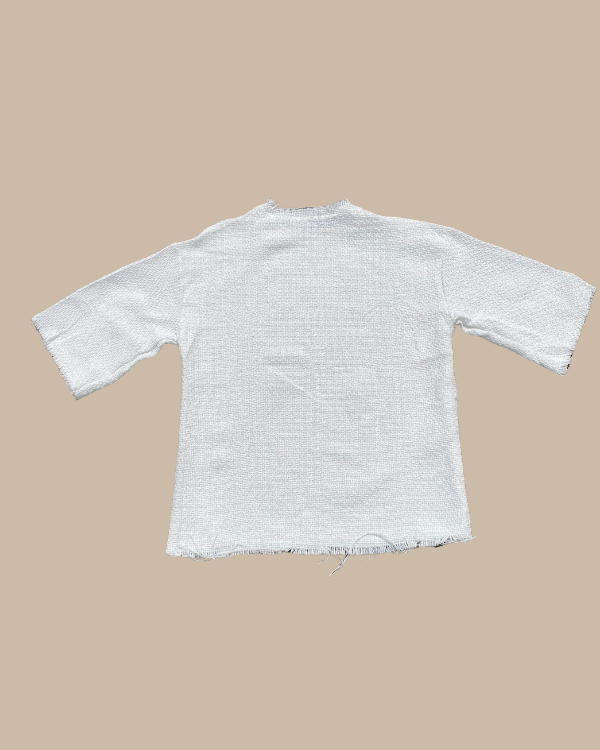 Weites Herren Boho Shirt in weiss mit Cotton Leinen