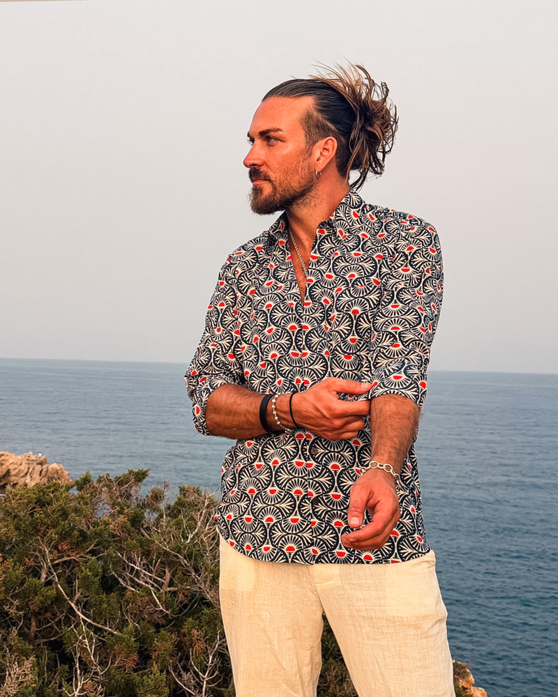 Langarm Fashion Hemd für stillvolle Herren | Hemd mit Muster Print 