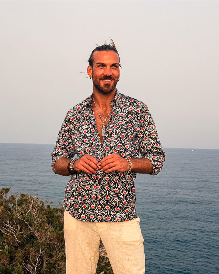 Männer Hemd mit Boho Ethno Muster für stillvolle Herren | Ibiza Style Fashion 