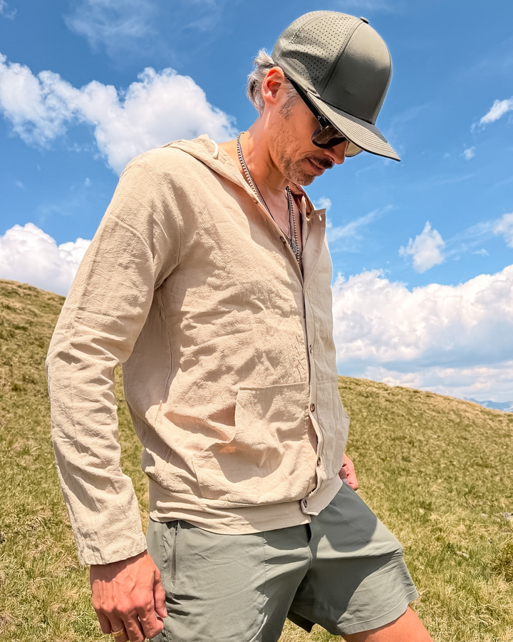 Herren Langarmhemd mit Knöpfen | Herren Freizeithemd Boho Look