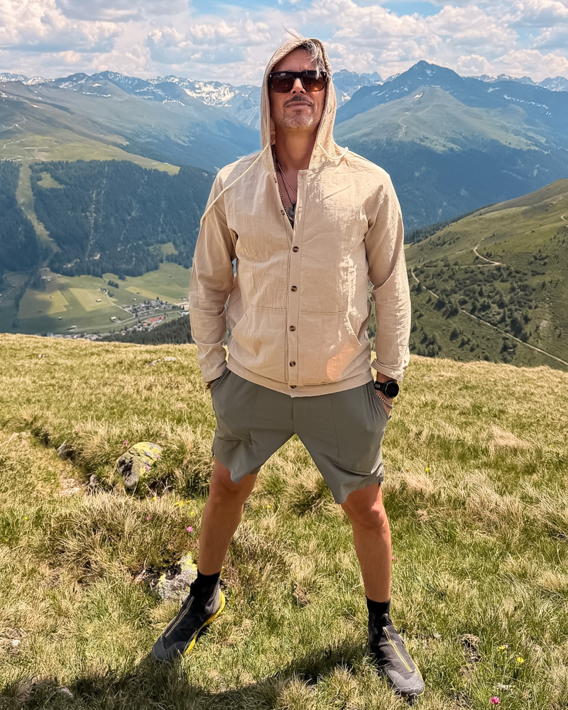 Sommerhemd Herren mit langen Ärmeln | Beiges Leinen Shirt 