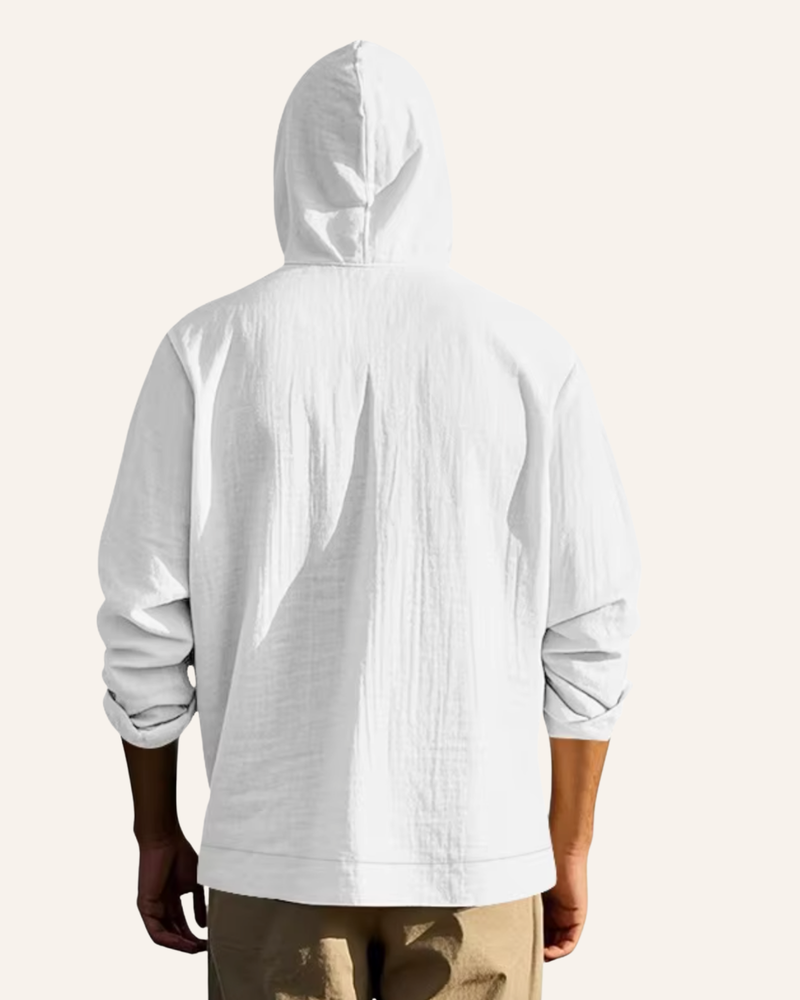 Stylisches Herrenhemd in creme-weiss aus Leinen 