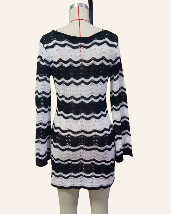 Strandkleid langärmlig schwarz weiss