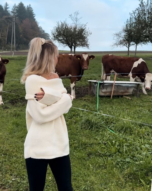 Kuscheliger Damen Pullover mit weitem Kragen - Schulterfreier Strickpullover