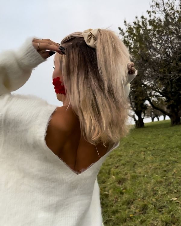 Plüsch Fluffy weicher und warmer Damen Pullover in weiss 