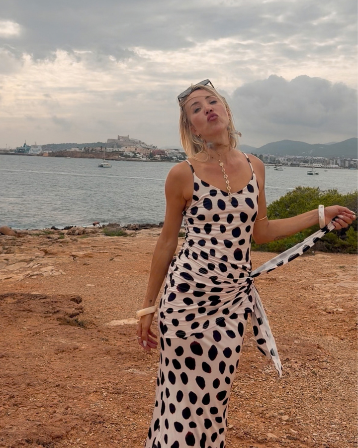 Langes Polka Dots Kleid Riviera