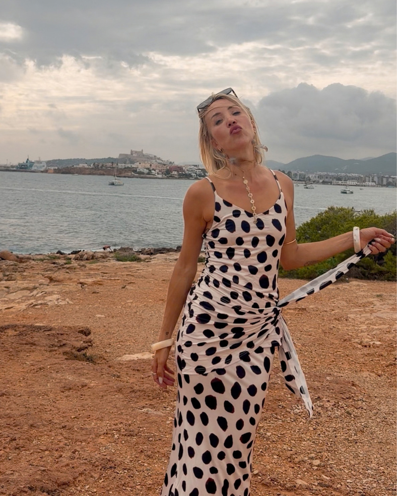 Langes Polka Dots Kleid Riviera