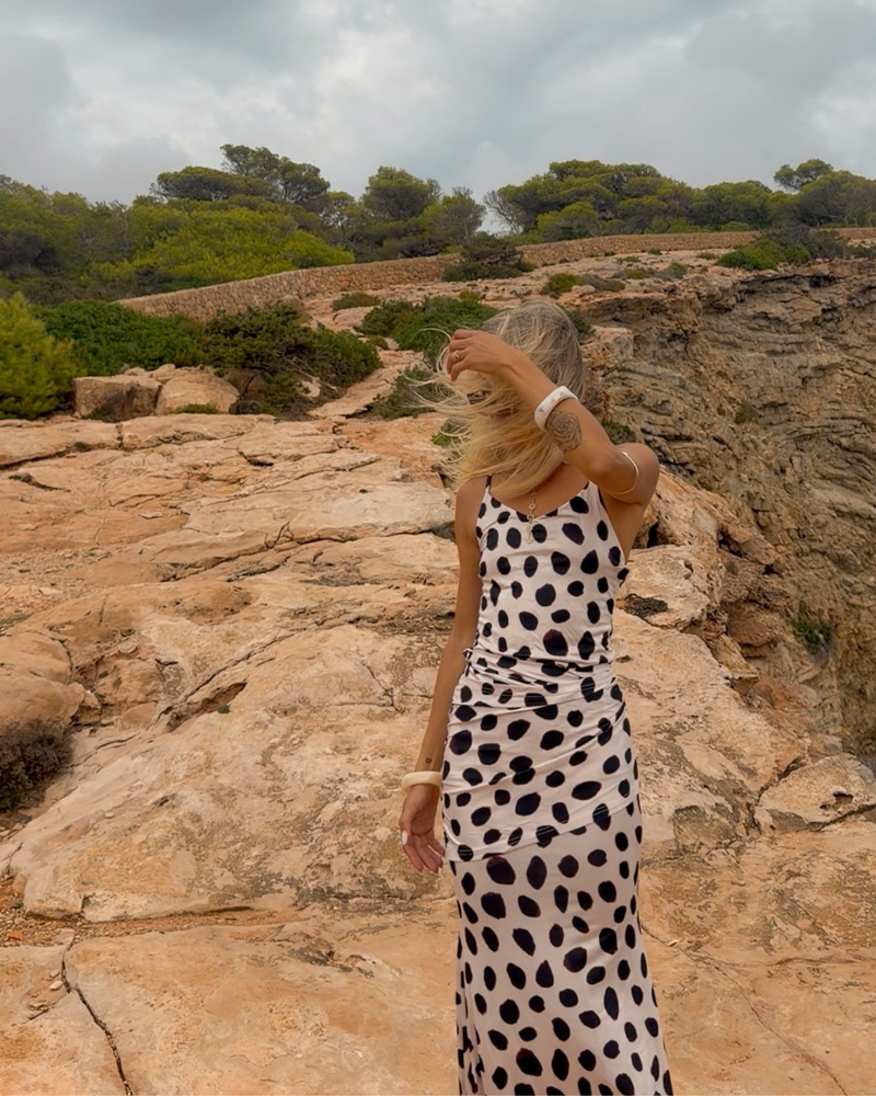 Langes Polka Dots Kleid Riviera