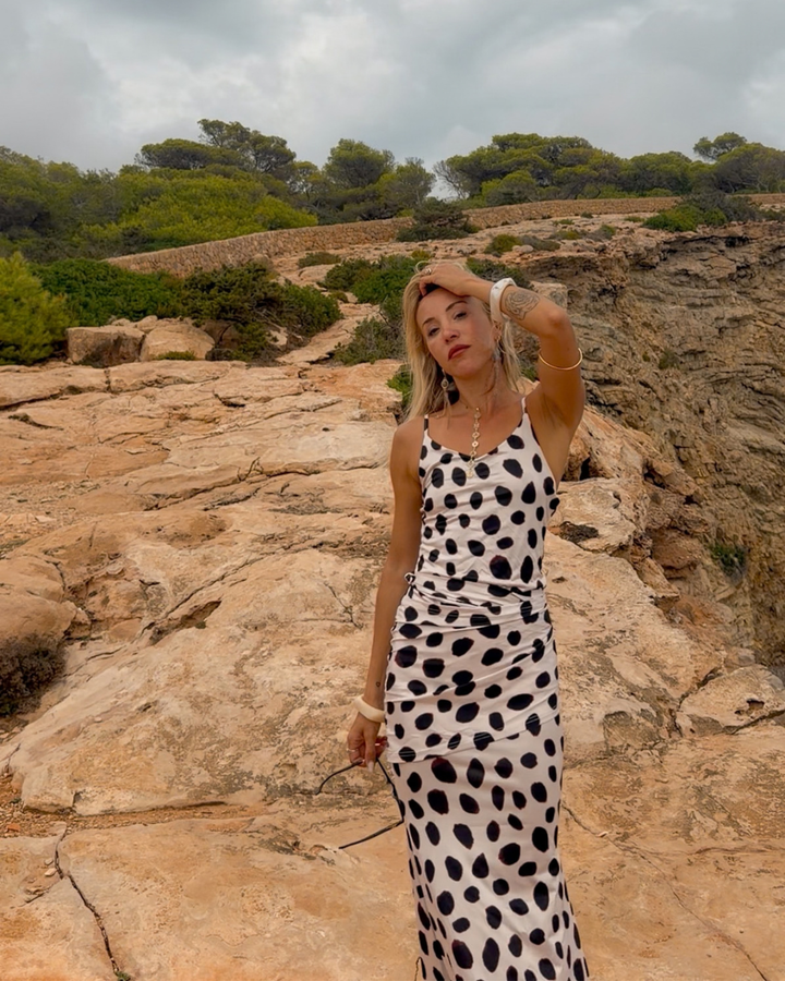 Langes Polka Dots Kleid Riviera