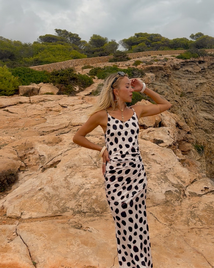 Langes Polka Dots Kleid Riviera