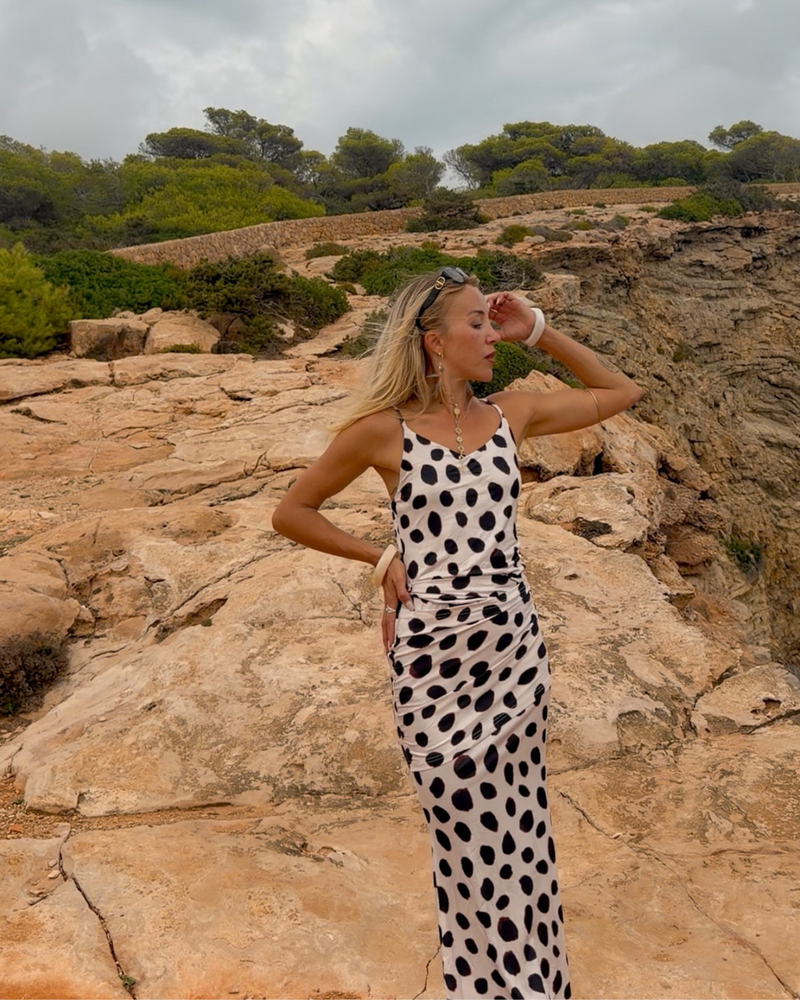 Langes Polka Dots Kleid Riviera